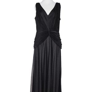 Vintage 80s Tulle Mesh Formal Dress Black Size 14 Large